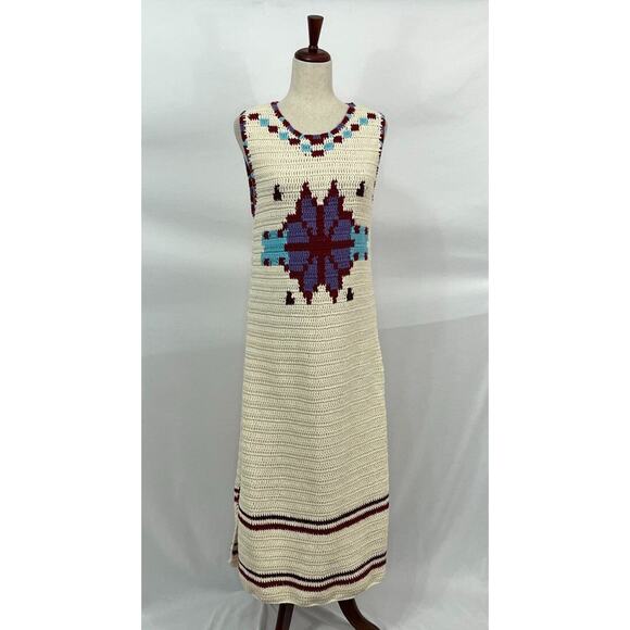 HUNTER BELL Sz L Large Crochet Tank Midi Dress Lilah Cream Lavender NWT - Picture 9 of 10
